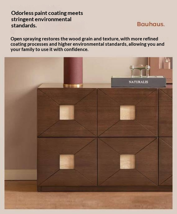 Sandalwood Solid Wood Vintage TV Cabinet with Floor Standing and Storage Space