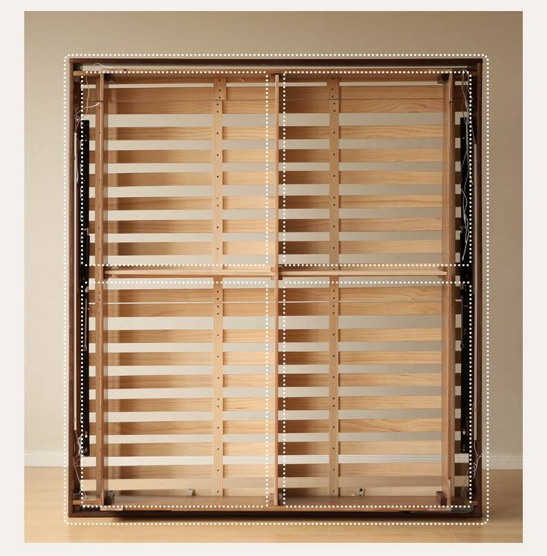 Black Walnut Solid Wood Platform Box Bed, Headboard-Free Bed Night Light Suspended Bed