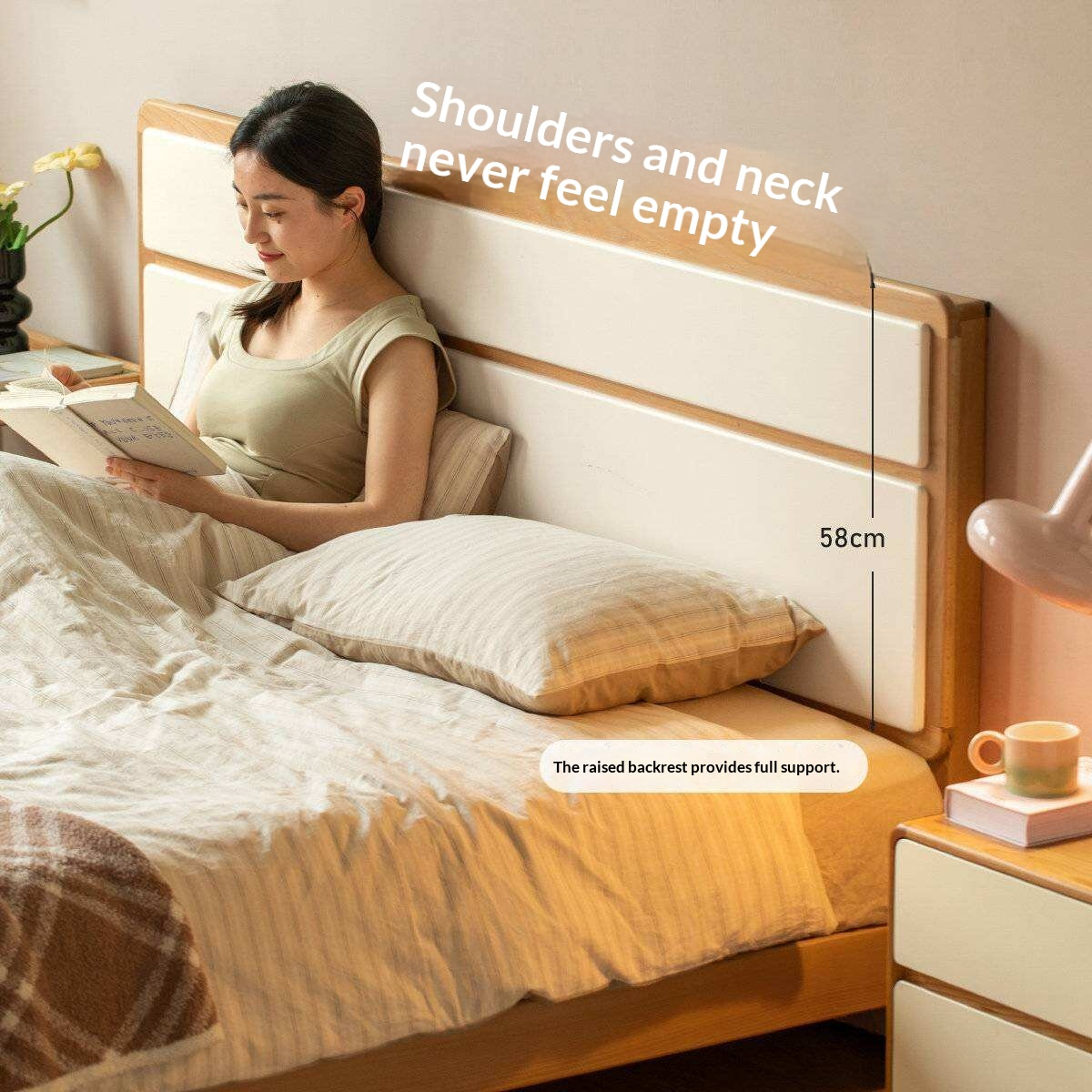 Beech Solid Wood Modern Simple Large Double Edge Bed