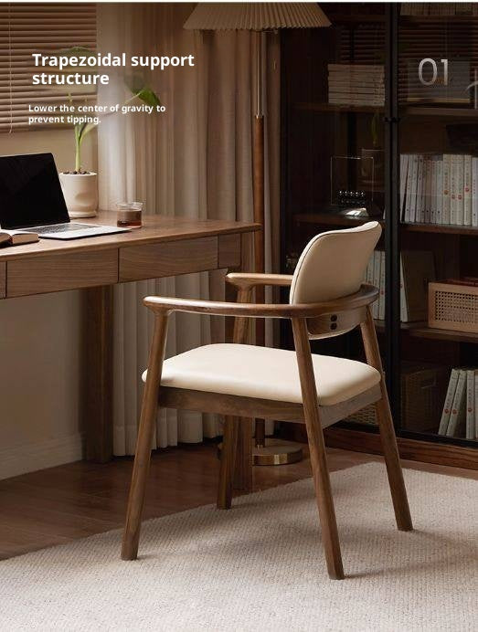 Black Walnut Solid Wood Dining Chair with Backrest