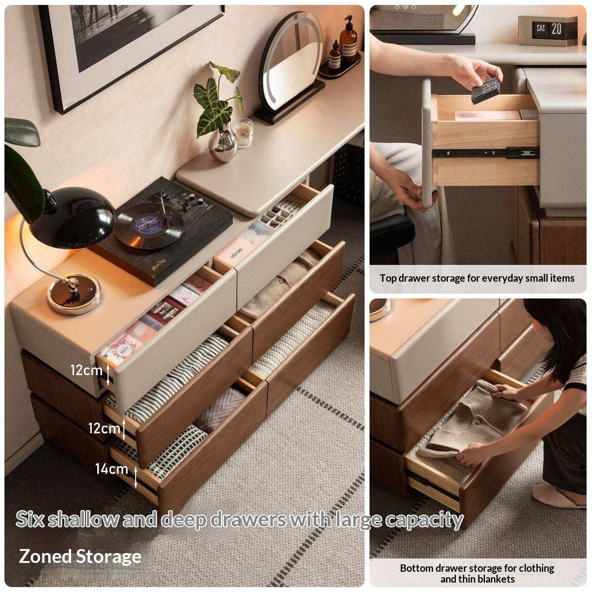 Black Walnut, Poplar Solid Wood Vanity Table Modern Italian Design