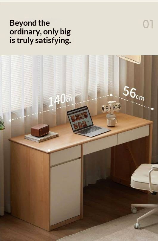 Beech Solid Wood Kids Desk Combination