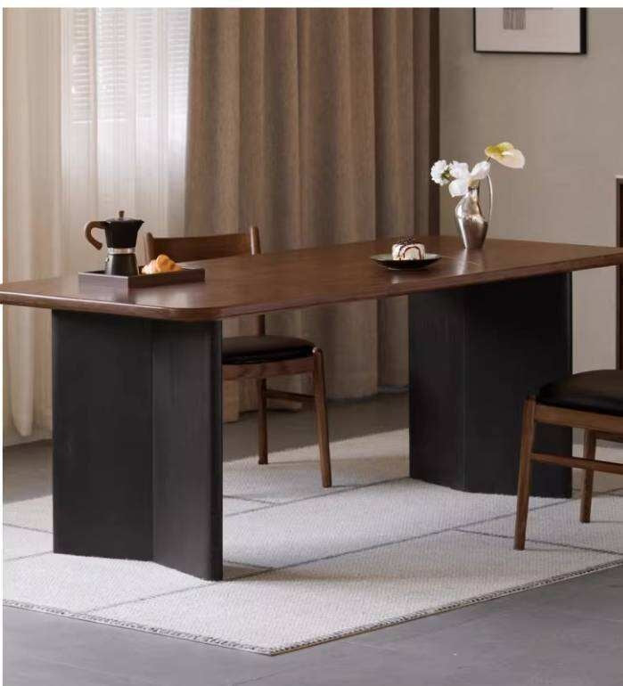 Black Walnut Solid Wood Dining Table with Italian Light Luxury Design