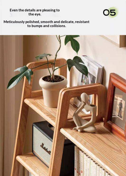 Oak Solid Wood Multi Layer Shelf, Bookshelves, Flower Racks