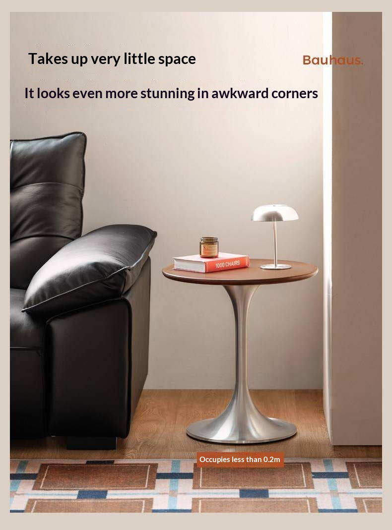 Ash Solid Wood Round Side Table, Bauhaus Style