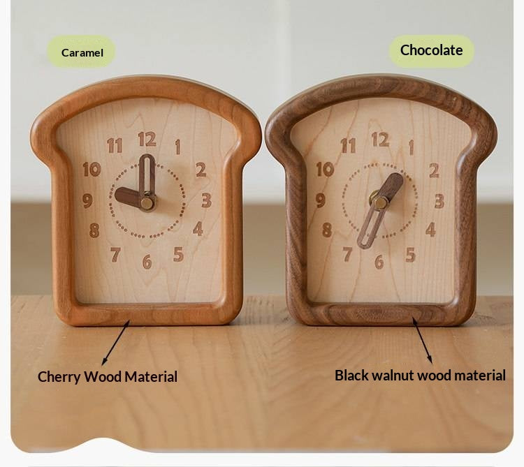 Cherry, Black Walnut Solid Wood Toast Clock Creative