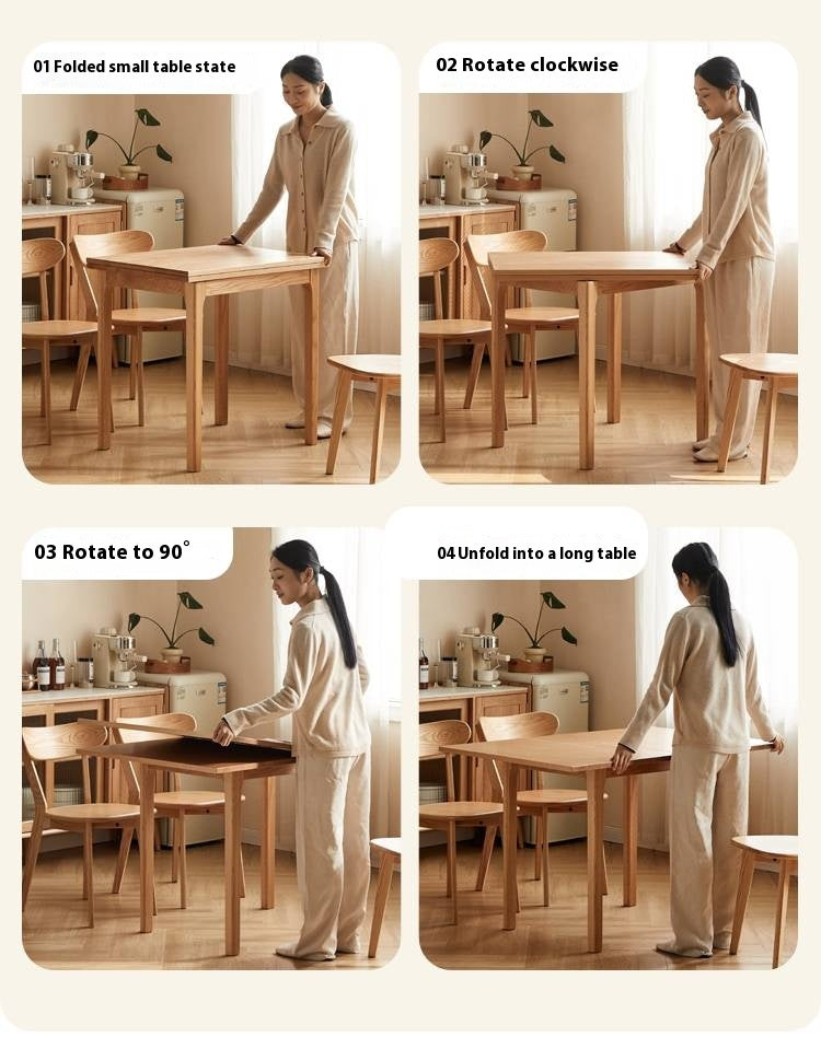 Oak Solid Wood Folding Dining Table