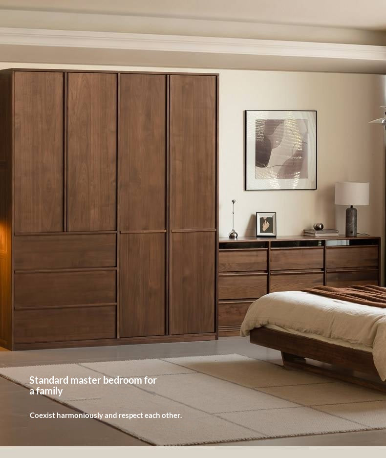 Black Walnut Solid Wood Italian Light Luxury Wardrobe