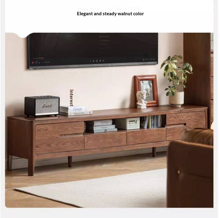 Oak, Solid Rubberwood Nordic Floor TV Cabinet.