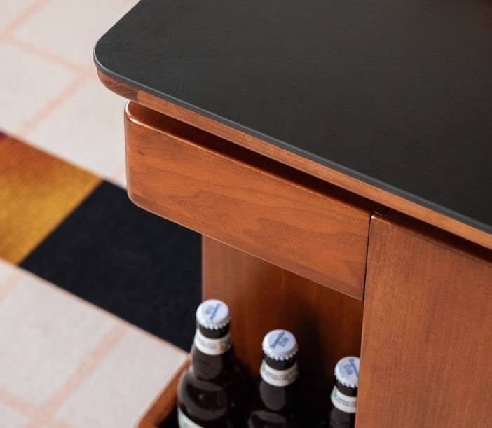 Poplar Solid Wood Elevating Rock Board Side Table