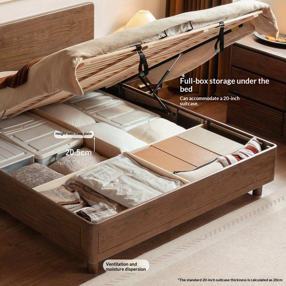 Black Walnut Solid Wood Italian Luxury Storage Bed