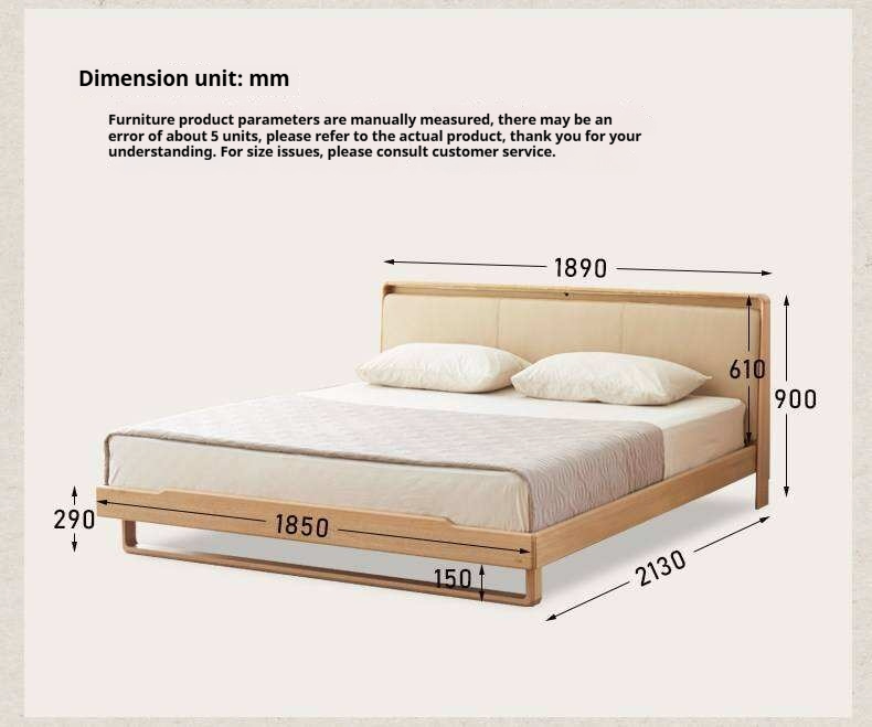 Ash Solid Wood Soft Back Bed Nordic Modern