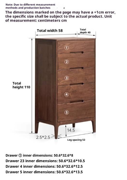 Black Walnut Solid Wood Modern Nordic Style Side Cabinet