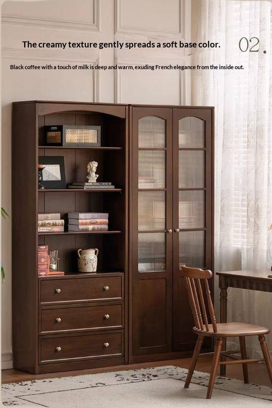 Poplar Solid Wood French Retro Style Floor Standing Display Bookcase