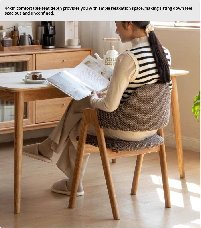 Black Walnut, Oak, Solid Rubberwood Chair with Soft Fabric/Leather Back