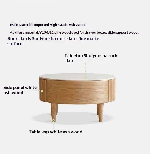 Oak, Ash, White Ash Solid Wood Rock Plate Coffee Table