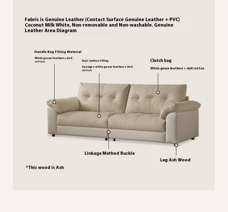 Genuine Top Grain Leather Sofa French Style “Cloud” Sofa