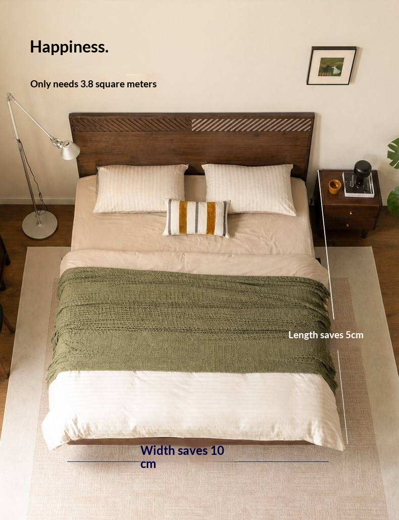 Black Walnut Solid Wood Platform Bed with Grooved Panel Headboard Accent