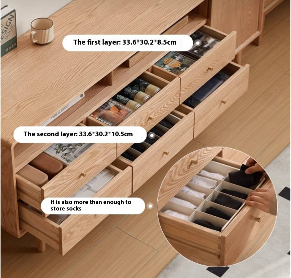 Oak Solid Wood Bedroom TV Cabinet: