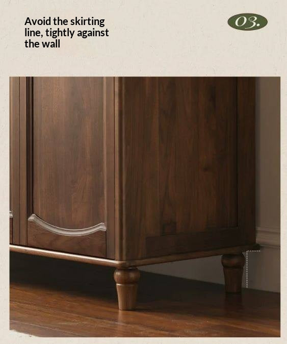 Black Walnut Solid Wood Wardrobe with American Retro Style and Light Luxury Finish