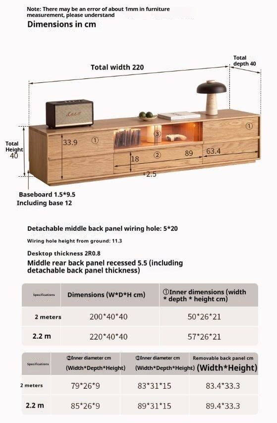 Oak, Ash Solid Wood Wabi-sabi Style TV Cabinet