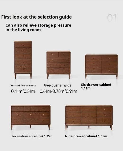 Oak, Solid Rubberwood Modern Minimalist Chest of Drawers