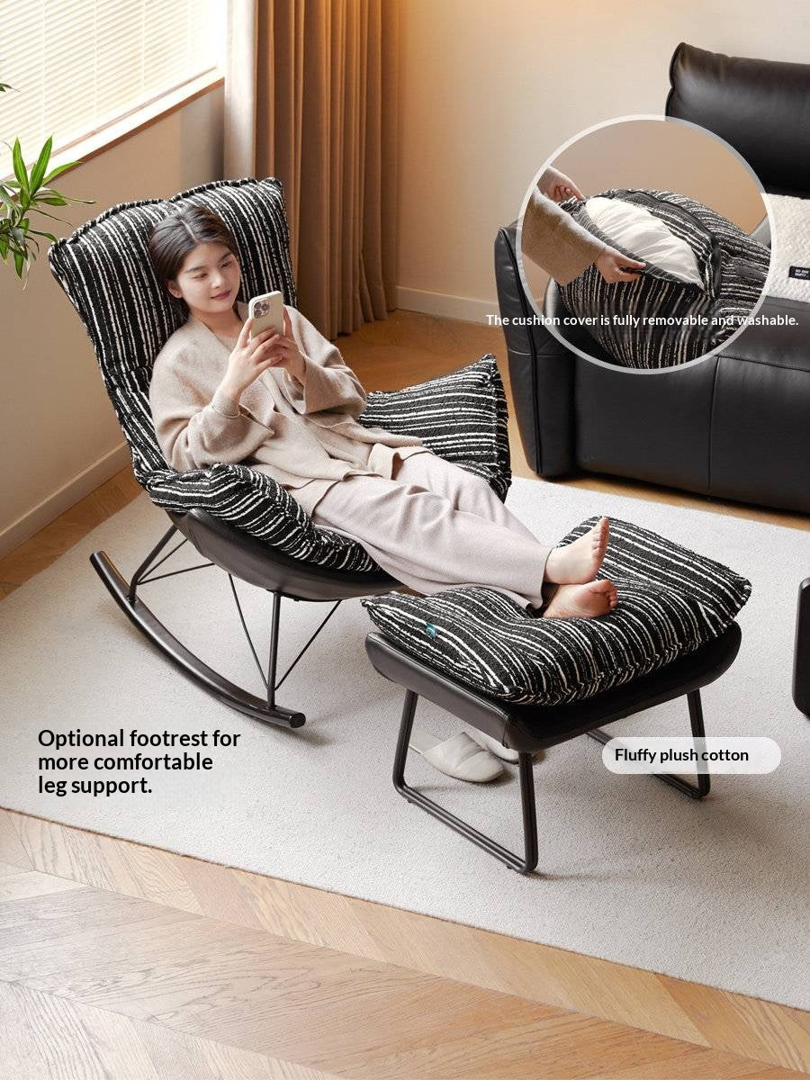 Beech Solid Wood Mid-Century Rocking Lounge Chair with Shell Seat