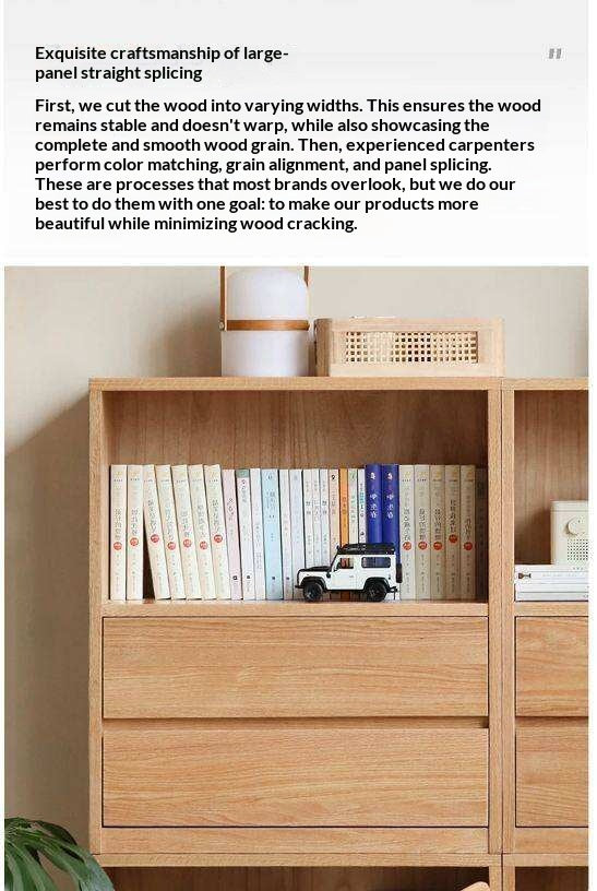 Oak, Solid Rubberwood, Ash Solid Wood Bookcase Free Combination Low Cabinet Floor-Standing Bookshelf