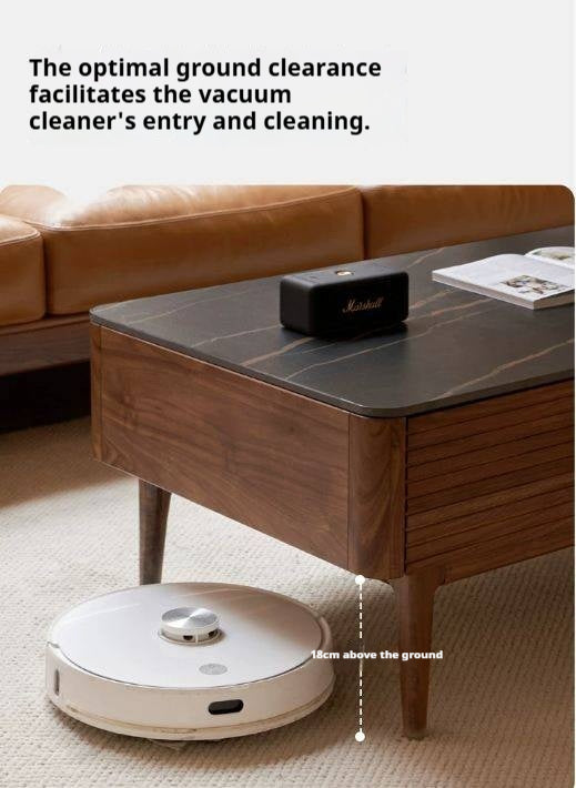 Sandalwood, Black Walnut Solid Wood Rock Plate Coffee Table