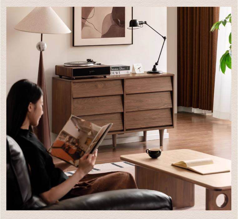 Black Walnut Solid Wood Vintage Style Chest of Drawers