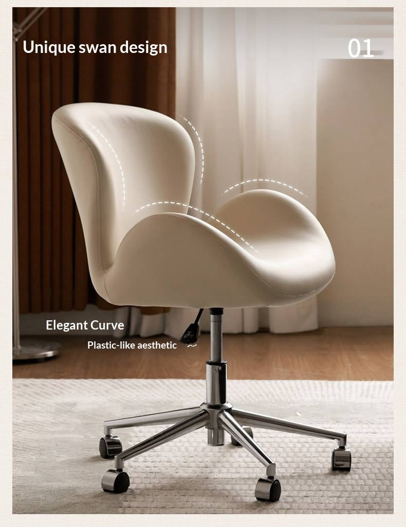 Swan-Style Swivel Office Chair with Chrome Base