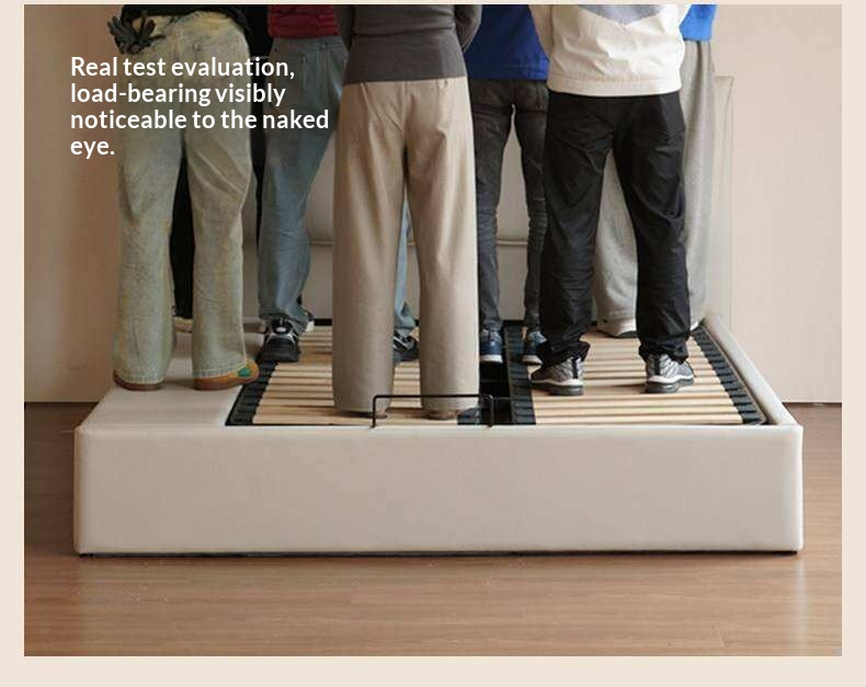 Genuine Leather Upholstered Lift-Up Storage Bed