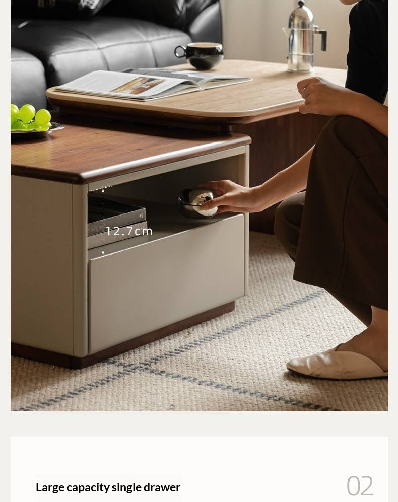 Black Walnut Solid Wood Italian Light Luxury Rock Plate Coffee Table