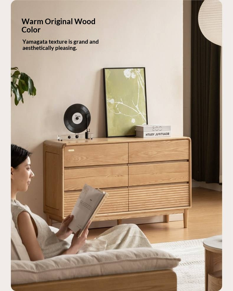 Ash Solid Wood Chest of Drawers with Modern Minimalist Design