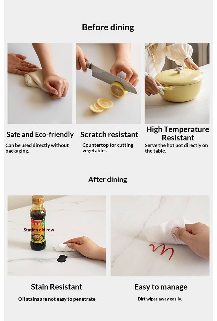 Solid Rubberwood Modern Minimalist Rock Board Dining Table