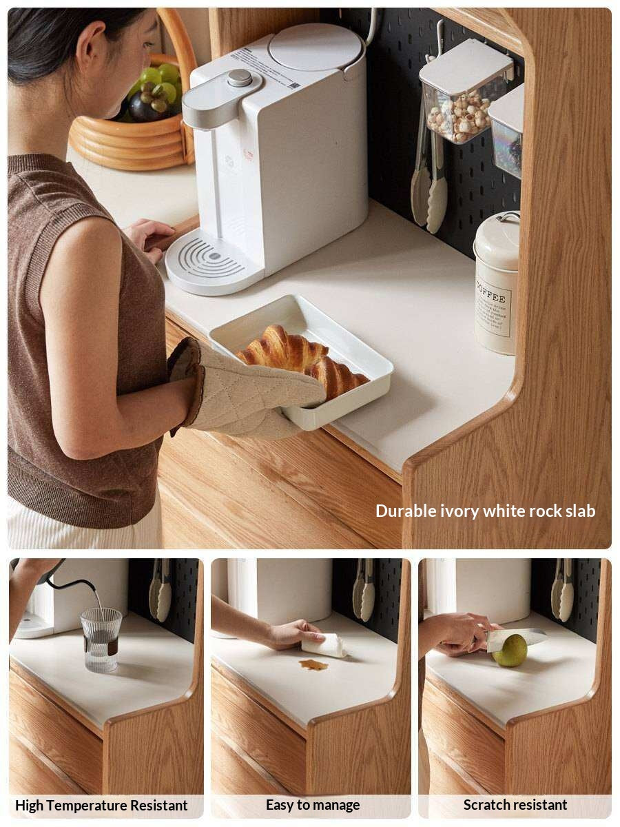 Oak Solid Wood Corner Sideboard with Simple Storage Cabinet