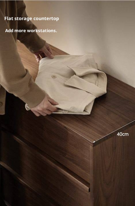 Black Walnut, Sandalwood, Oak Solid Wood Skeleton Line Chest of Drawers