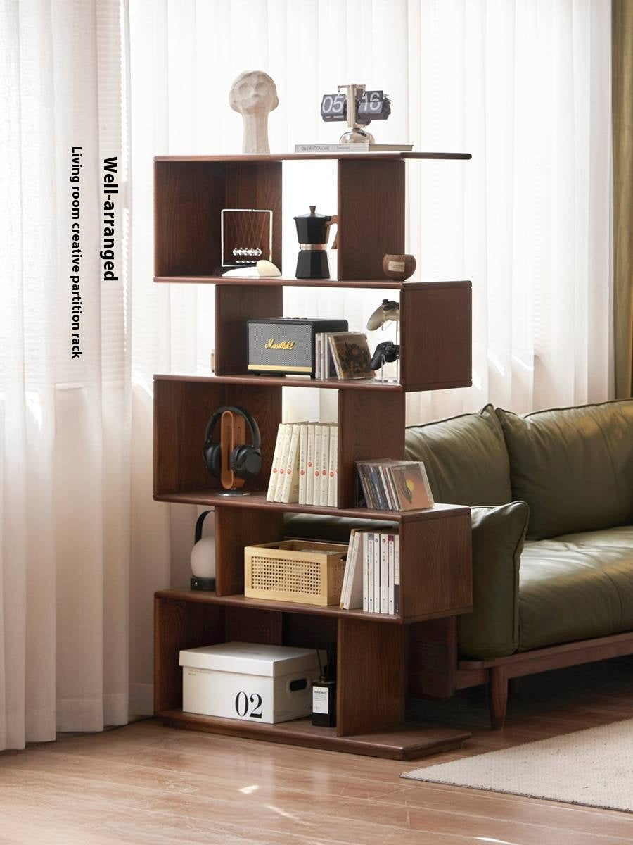 Oak Solid Wood Partition Rack Antique Shelf