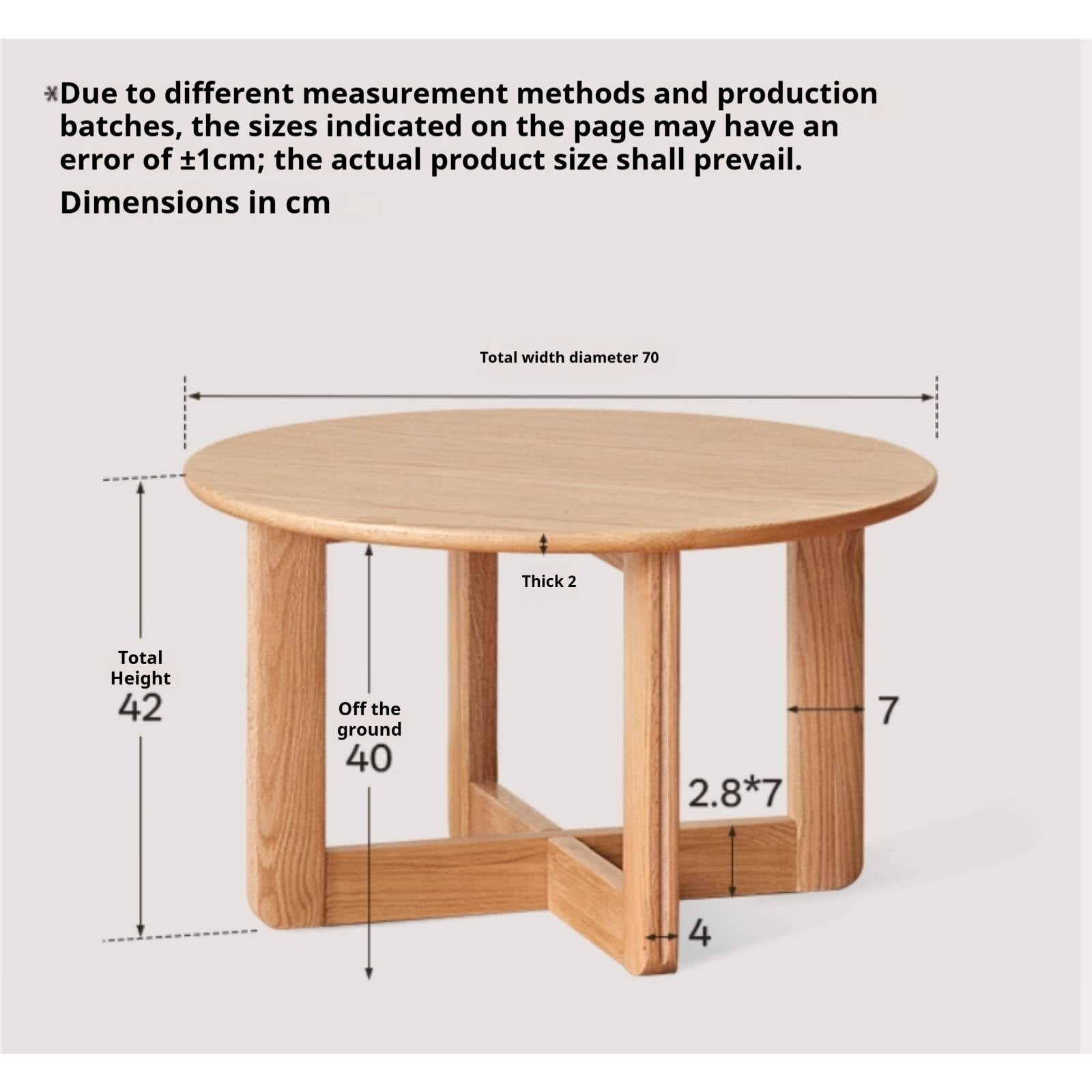 Oak Solid Wood Modern Round Coffee Table