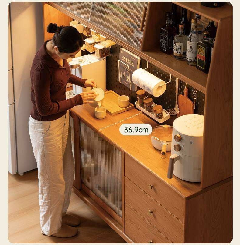 Cherry Solid Wood Sideboard High Cabinet Multi-Functional Buffet