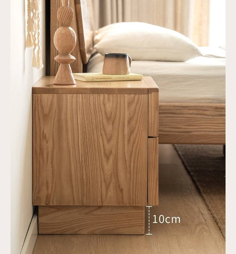 Ash Solid Wood Wabi-Sabi Style Nightstand.