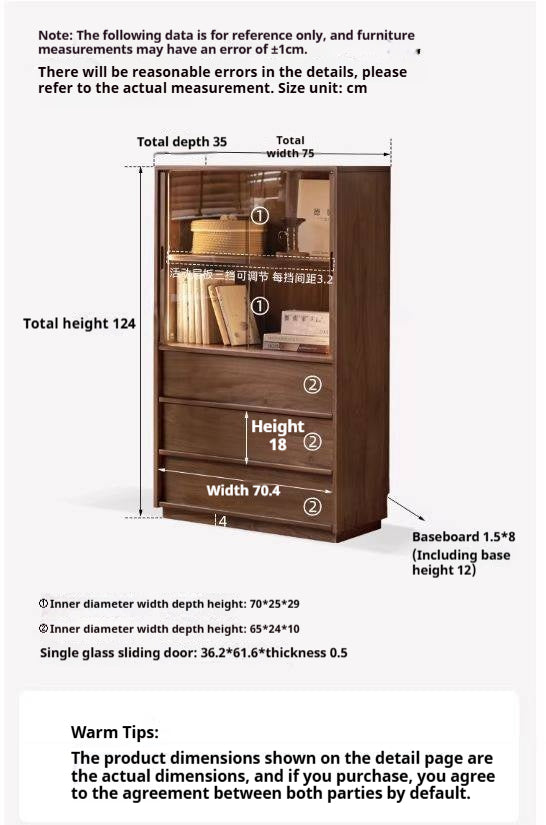 Oak, White oak, Black Walnut Solid Wood Wabi-Sabi Style Floor Side Cabinet.