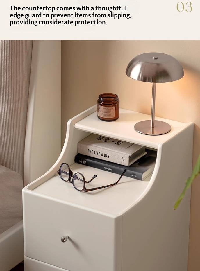 Solid Rubberwood Cream Style Nightstand