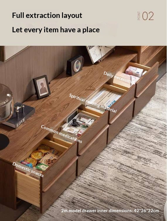 Ash Solid Wood Italian Luxury Floor-Standing TV Cabinet