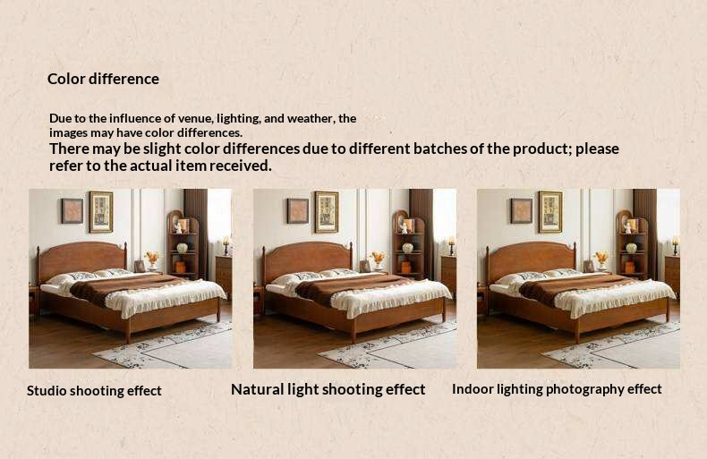 Poplar Solid Wood French Country Arched Panel Bed with Storage Base Box Bed