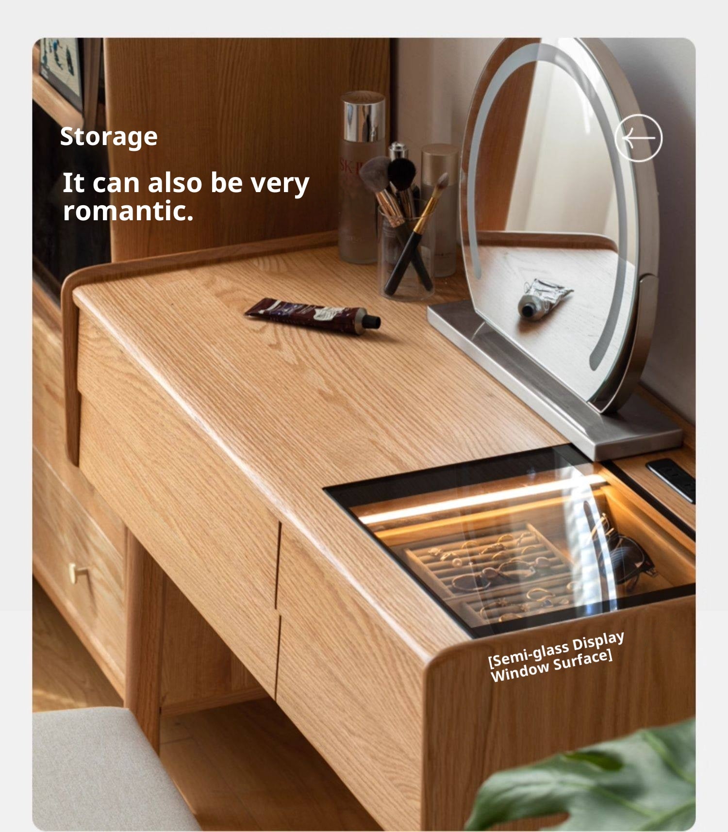 Oak Solid Wood Modern Minimalist Multifunctional Dressing Table