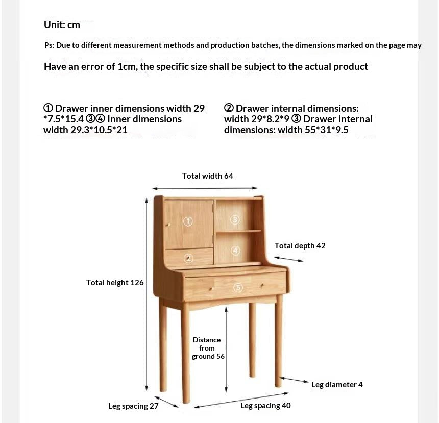Solid RubberWood Extendable Modern Vanity Table
