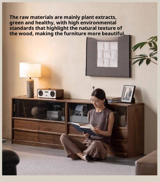 Black Walnut Solid Wood Italian Light Luxury TV Cabinet