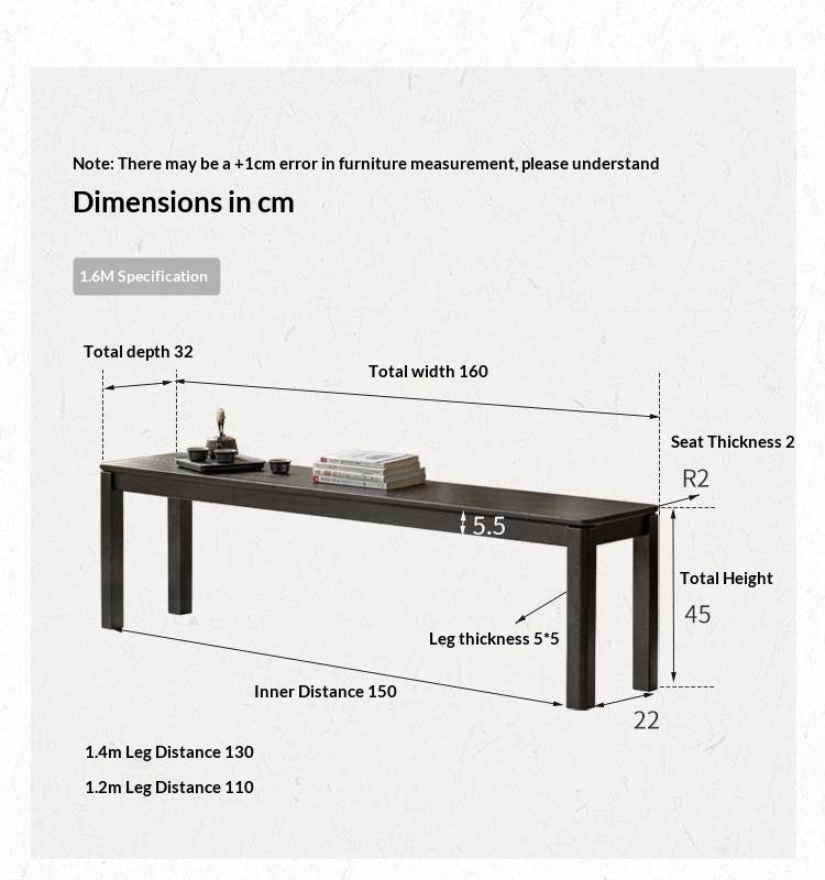Oak Solid Wood American Modern Bench