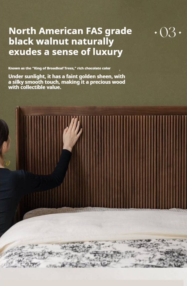 Black Walnut Solid Wood Italian Light Luxury Retro Bed